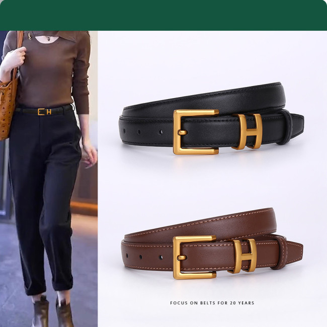 Versatile Black Leather Belt – Elegant for Business Casual Trendy Daily Elegance