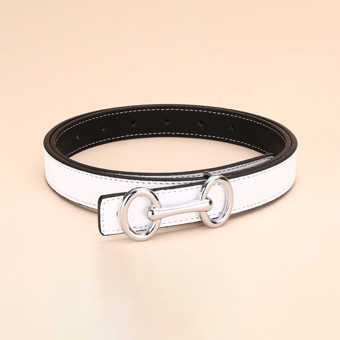 Versatile Decorat Leather Slide Buckle Belt Black for Suit Pants Business Casual
