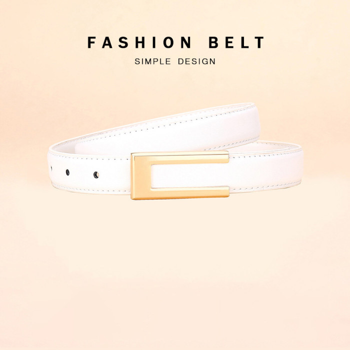 Versatile Buckle Decorative Leather Belt Elegant for Dresses Business Casual Black