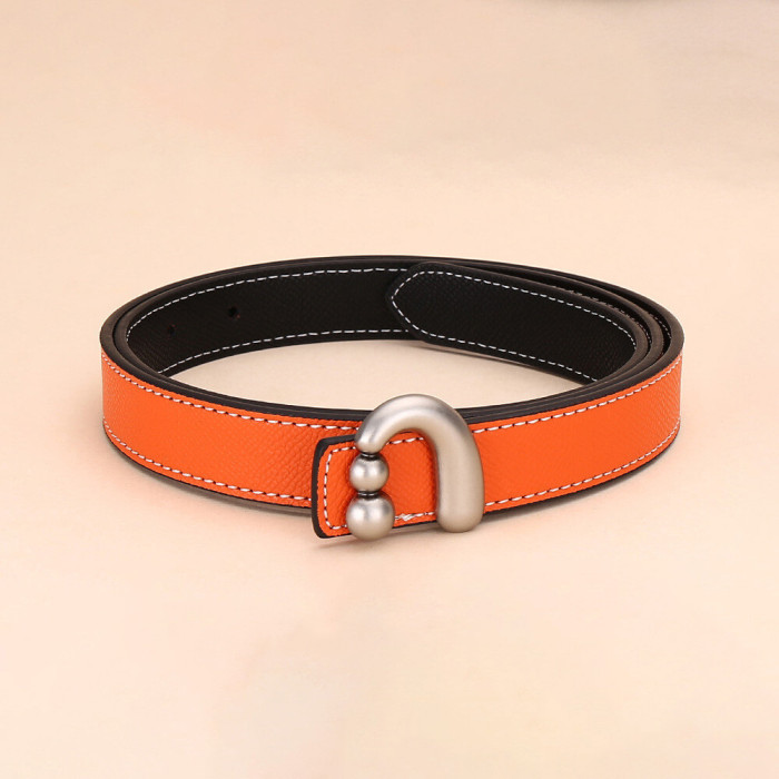 Versatile Decorat Leather Slide Buckle Belt Black for Suit Pants Business Casual