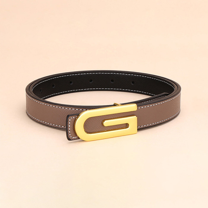 Versatile Decorat Leather Slide Buckle Belt Black for Suit Pants Business Casual