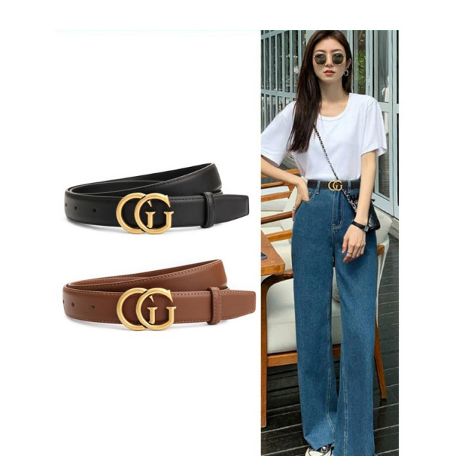Versatile Leather Black Belt Fashion Trendy for Jeans Dresses Business Casual