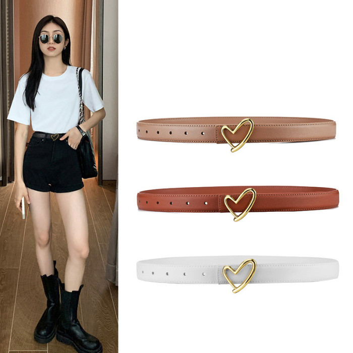 Heart-Shaped Buckle Letter Belt for Jeans Suit Dresses Pants Business Casual