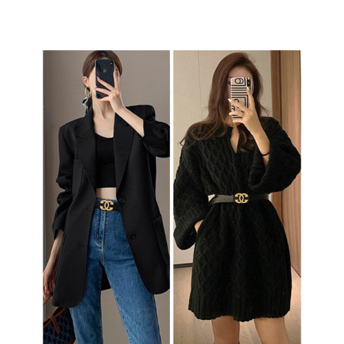 Black Fashionable Versatile Decorative Belt Elegant for Suits Business Casual