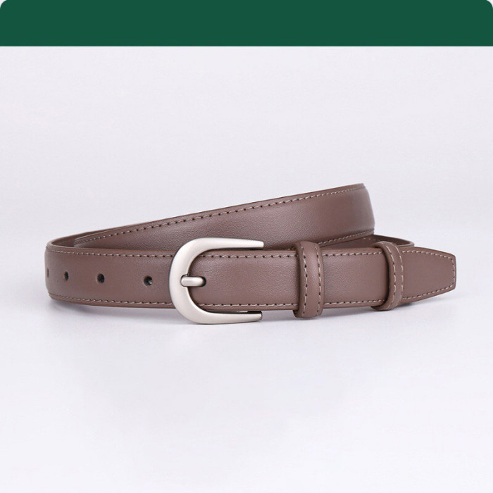 Cowhide Leather Pin Buckle Stylish Trendy Versatile Business Casual Black Belt