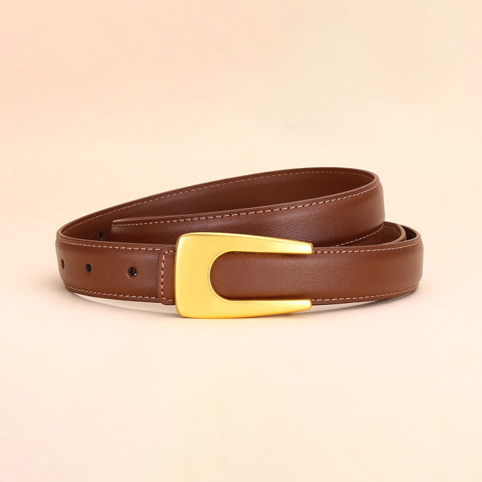 Vintage Leather Minimalist Belt Versatile for Dresses Suit Business Casual black