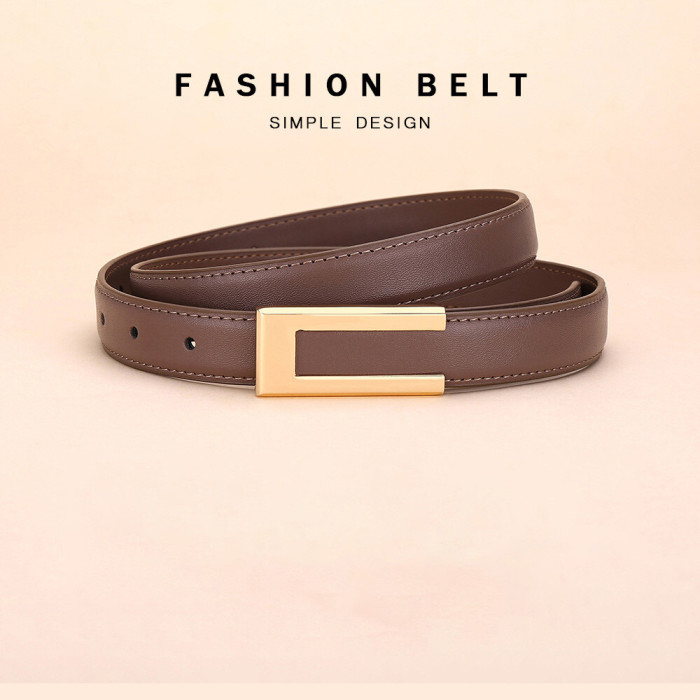 Versatile Buckle Decorative Leather Belt Elegant for Dresses Business Casual Black
