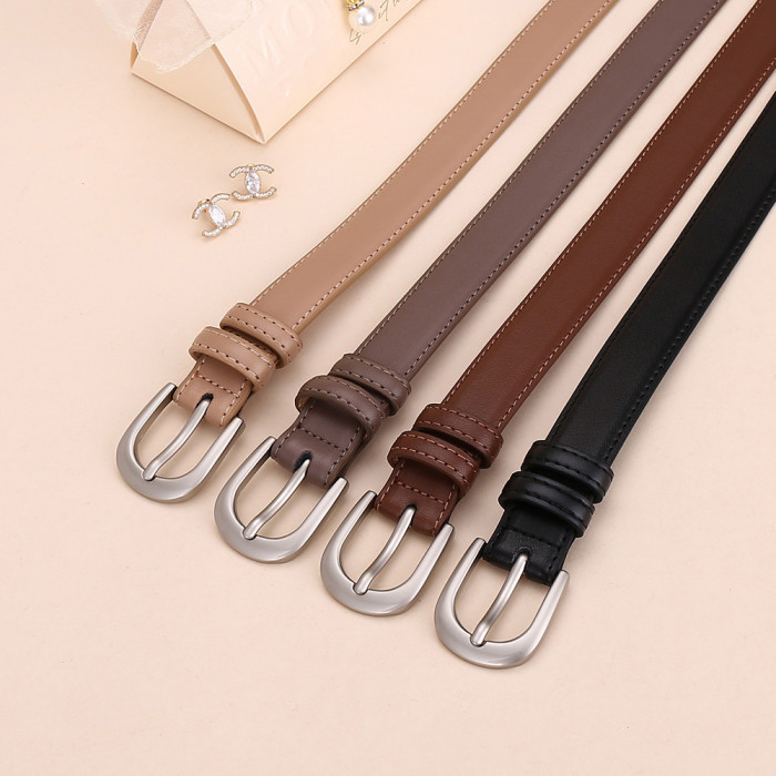 Cowhide Leather Pin Buckle Stylish Trendy Versatile Business Casual Black Belt