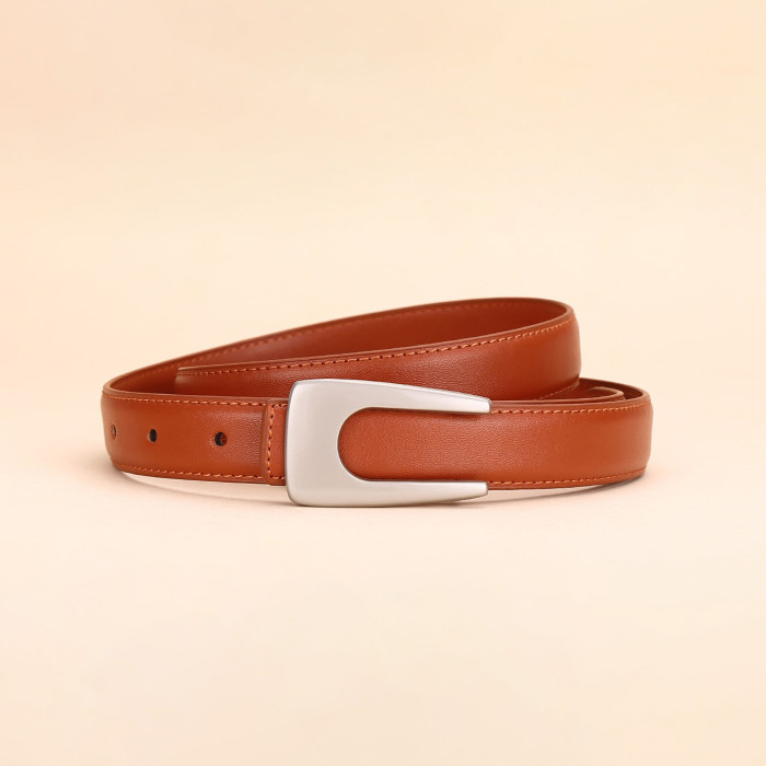 Vintage Leather Minimalist Belt Versatile for Dresses Suit Business Casual black