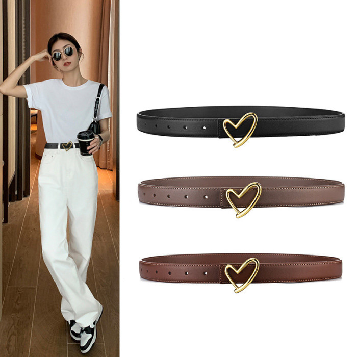 Heart-Shaped Buckle Letter Belt for Jeans Suit Dresses Pants Business Casual