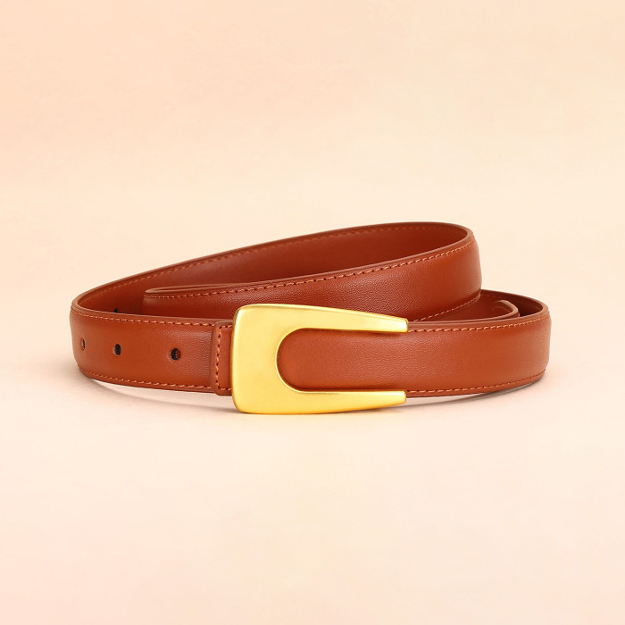 Vintage Leather Minimalist Belt Versatile for Dresses Suit Business Casual black