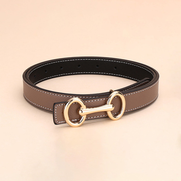 Versatile Decorat Leather Slide Buckle Belt Black for Suit Pants Business Casual