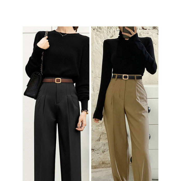Minimalist Trendy fashion Leather Versatile Black Belt for Jeans Suit Skirts