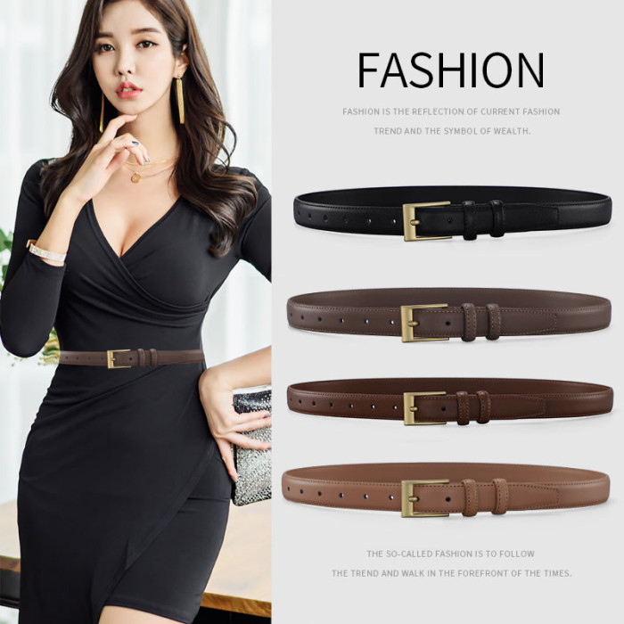 Leather Belt Versatile Minimalist Design for Jeans Suit Skirt Business Casual