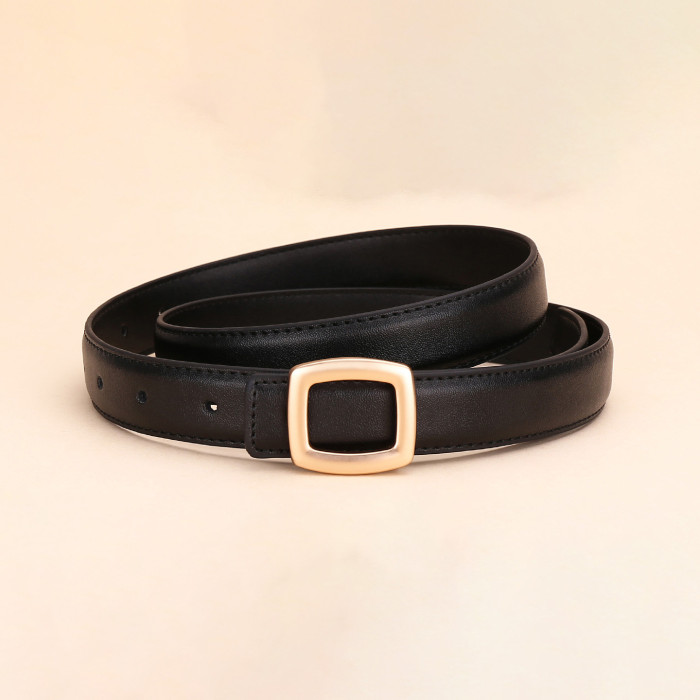 Minimalist Trendy fashion Leather Versatile Black Belt for Jeans Suit Skirts