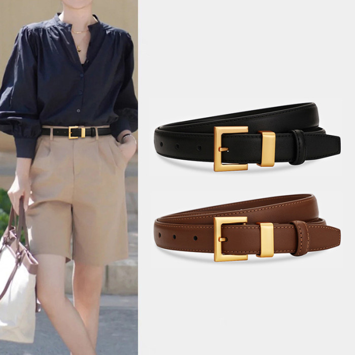 Vintage Minimalist Decorative Versatile Belt Suit Jeans Business Casual Black
