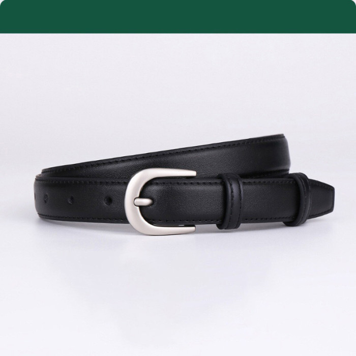 Cowhide Leather Pin Buckle Stylish Trendy Versatile Business Casual Black Belt