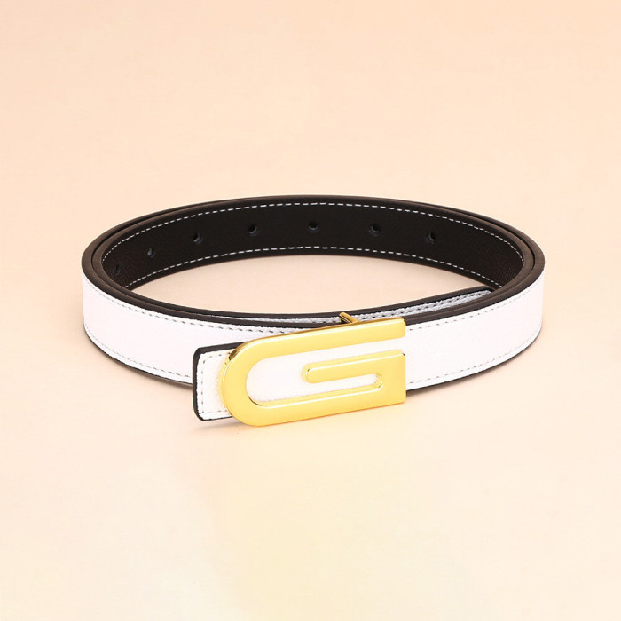 Versatile Decorat Leather Slide Buckle Belt Black for Suit Pants Business Casual