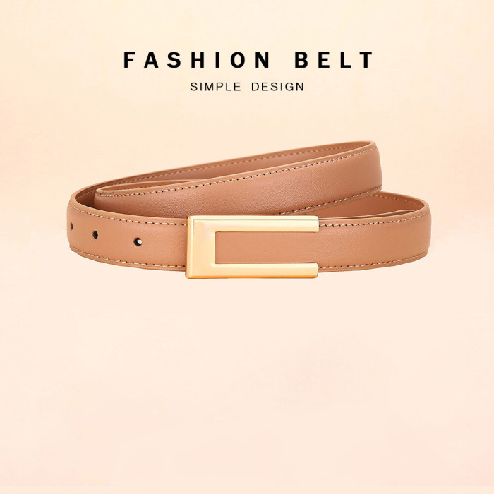 Versatile Buckle Decorative Leather Belt Elegant for Dresses Business Casual Black