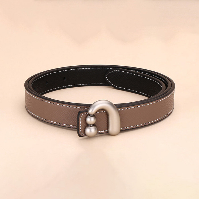 Versatile Decorat Leather Slide Buckle Belt Black for Suit Pants Business Casual