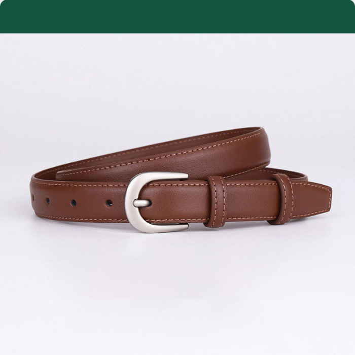 Cowhide Leather Pin Buckle Stylish Trendy Versatile Business Casual Black Belt