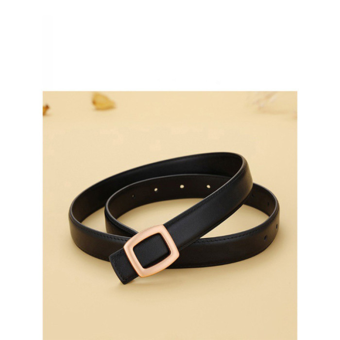 Minimalist Trendy fashion Leather Versatile Black Belt for Jeans Suit Skirts