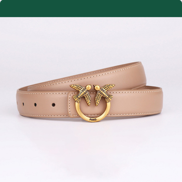 Vintage Engraving Minimalist Leather Belt Versatile for Jeans Business Casual