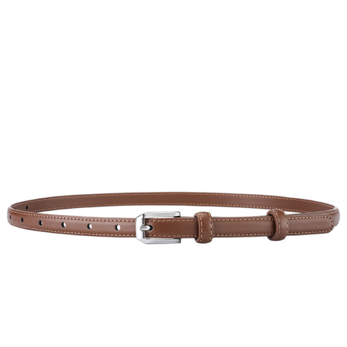 Black Minimalist Leather Belt Versatile for Casual Business Suit Skirts Pants
