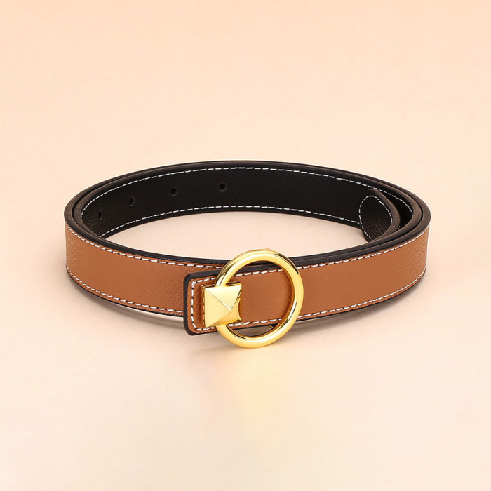 Versatile Decorat Leather Slide Buckle Belt Black for Suit Pants Business Casual