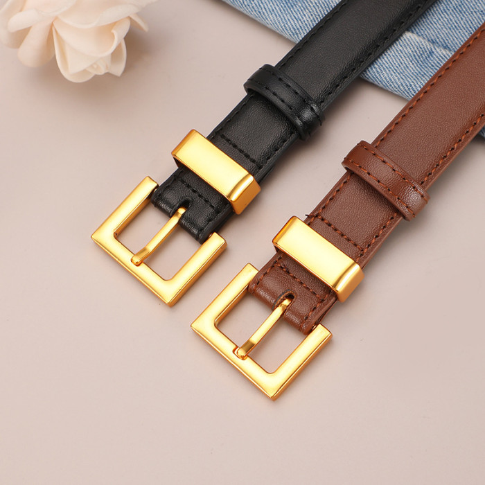Leather Versatile Minimalist Belt for Jeans Suit Business Casual Black Elegant