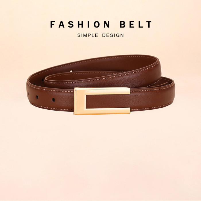 Versatile Buckle Decorative Leather Belt Elegant for Dresses Business Casual Black