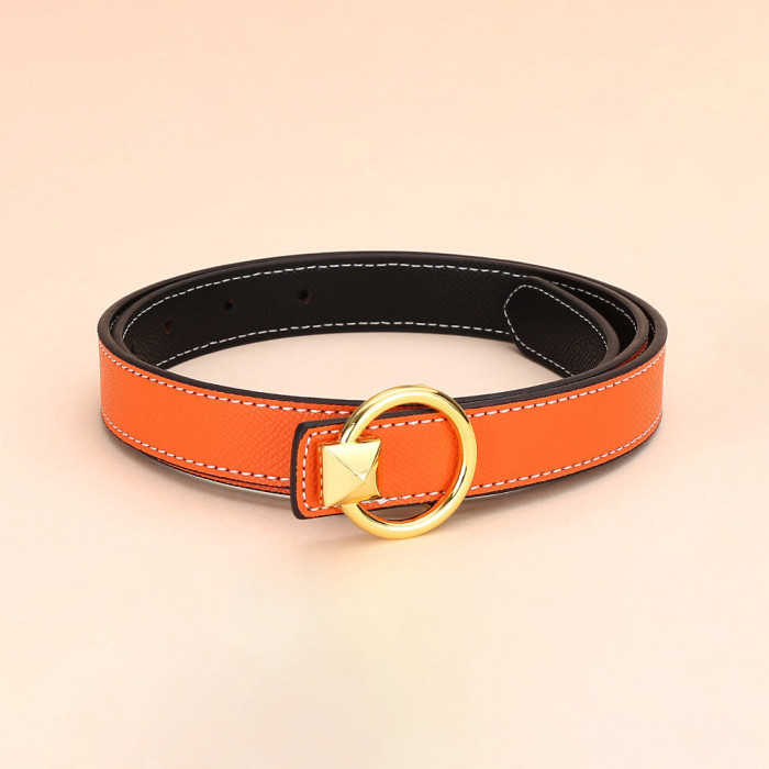 Versatile Decorat Leather Slide Buckle Belt Black for Suit Pants Business Casual