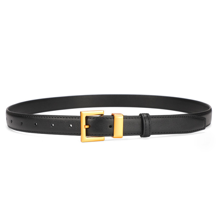 Leather Versatile Minimalist Belt for Jeans Suit Business Casual Black Elegant