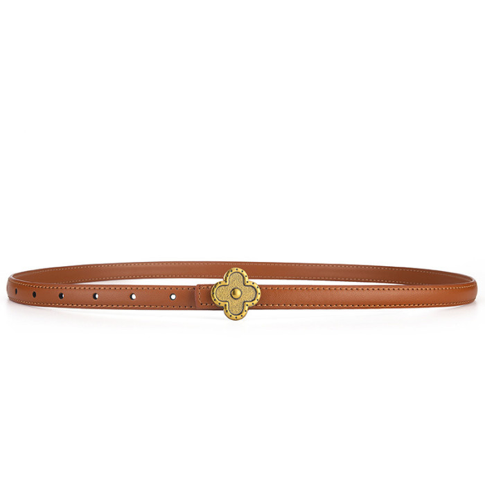 Leather Vintage Minimalist Skinny Belt for Jeans Skirts Pants Business Casual