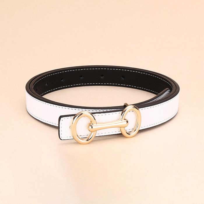 Versatile Decorat Leather Slide Buckle Belt Black for Suit Pants Business Casual