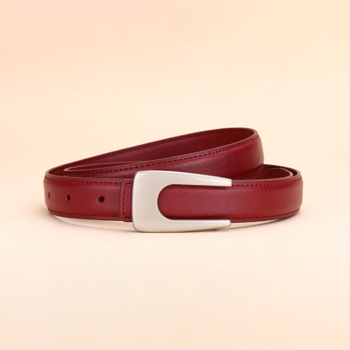 Vintage Leather Minimalist Belt Versatile for Dresses Suit Business Casual black