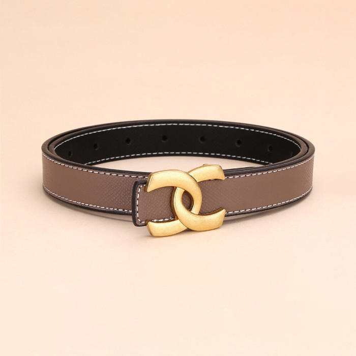 Versatile Decorat Leather Slide Buckle Belt Black for Suit Pants Business Casual