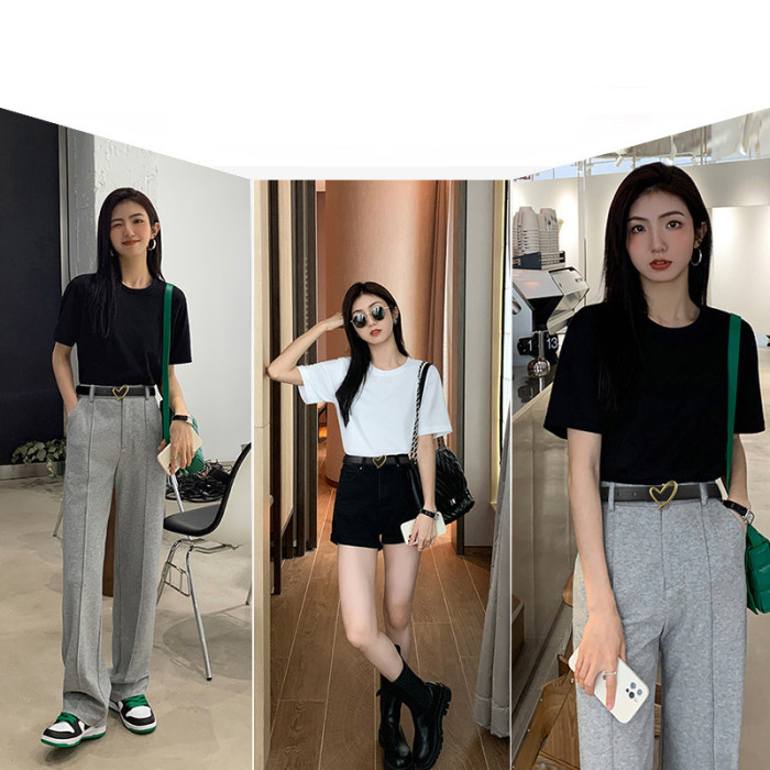 Heart-Shaped Buckle Letter Belt for Jeans Suit Dresses Pants Business Casual