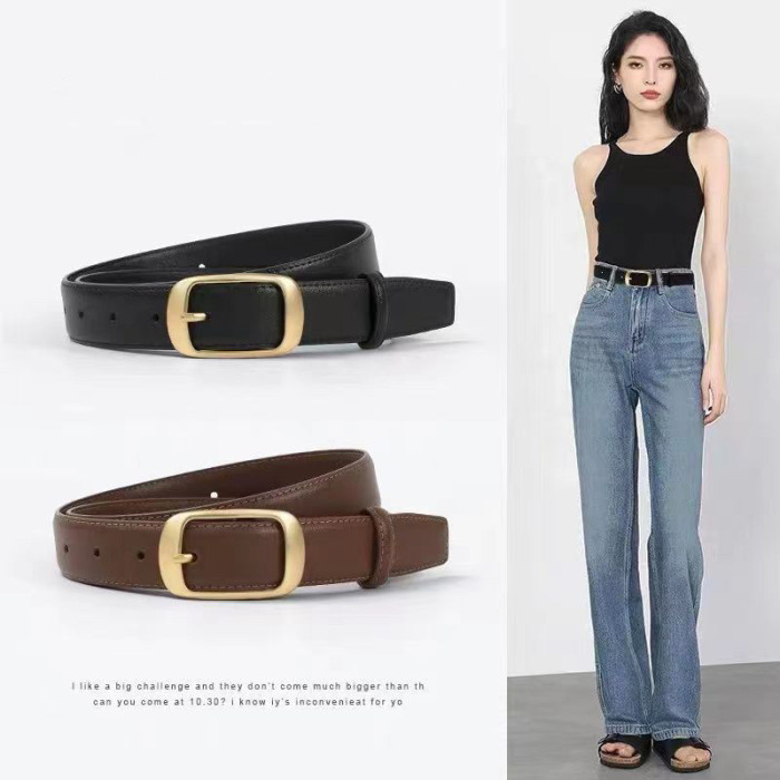 Black Fashion Minimalist Belt for Jeans Skirts Tailored Pants Business Casual