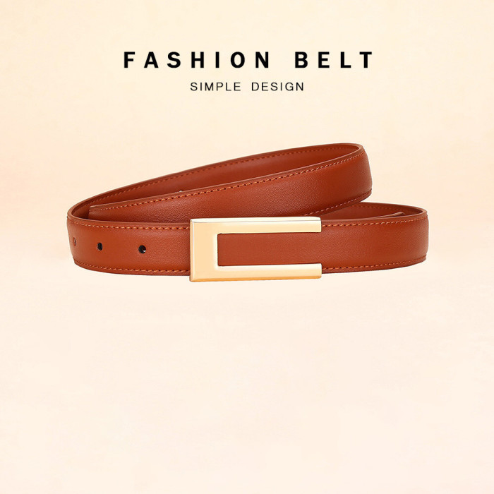 Versatile Buckle Decorative Leather Belt Elegant for Dresses Business Casual Black