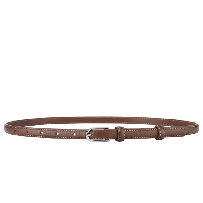 Black Minimalist Leather Belt Versatile for Casual Business Suit Skirts Pants