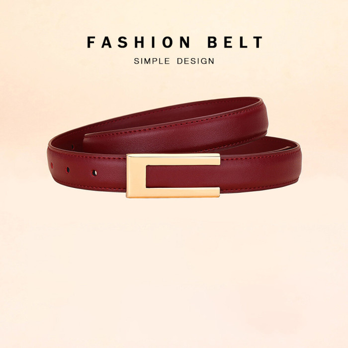 Versatile Buckle Decorative Leather Belt Elegant for Dresses Business Casual Black
