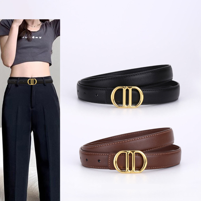 Fashion Versatile black Leather Belt for Skirts Pants Suits Business Casual elegant