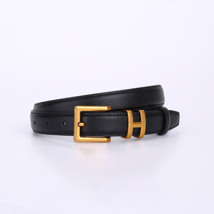 Versatile Black Leather Belt – Elegant for Business Casual Trendy Daily Elegance