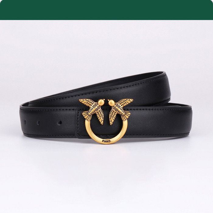 Vintage Engraving Minimalist Leather Belt Versatile for Jeans Business Casual
