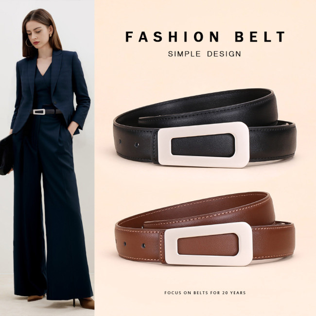 Versatile Leather Business Stylish Minimalist Suit Jeans black Casual Belt Elegant