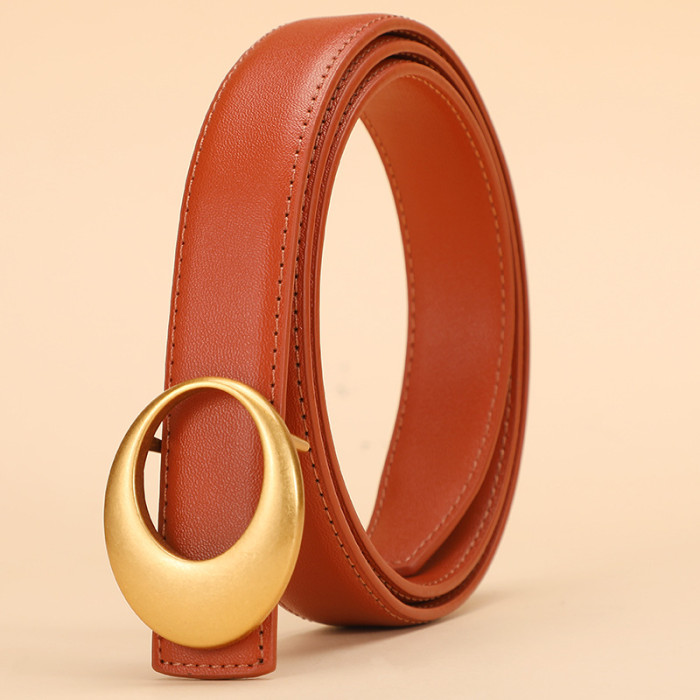 Stylish Versatile Decorative Trendy Business Casual Black Cowhide Leather Belt