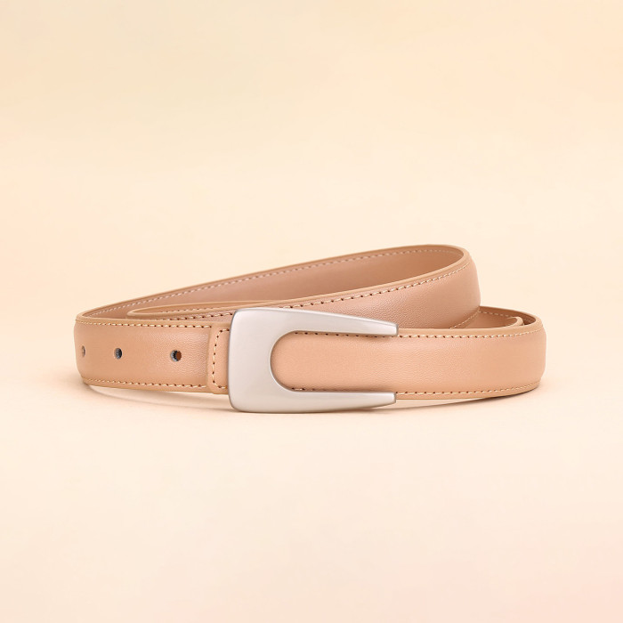Vintage Leather Minimalist Belt Versatile for Dresses Suit Business Casual black