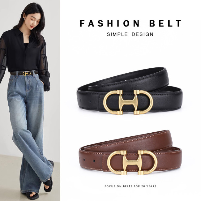 Leather Versatile Decorative Belt – Stylish for Jeans Business Casual black Eleg
