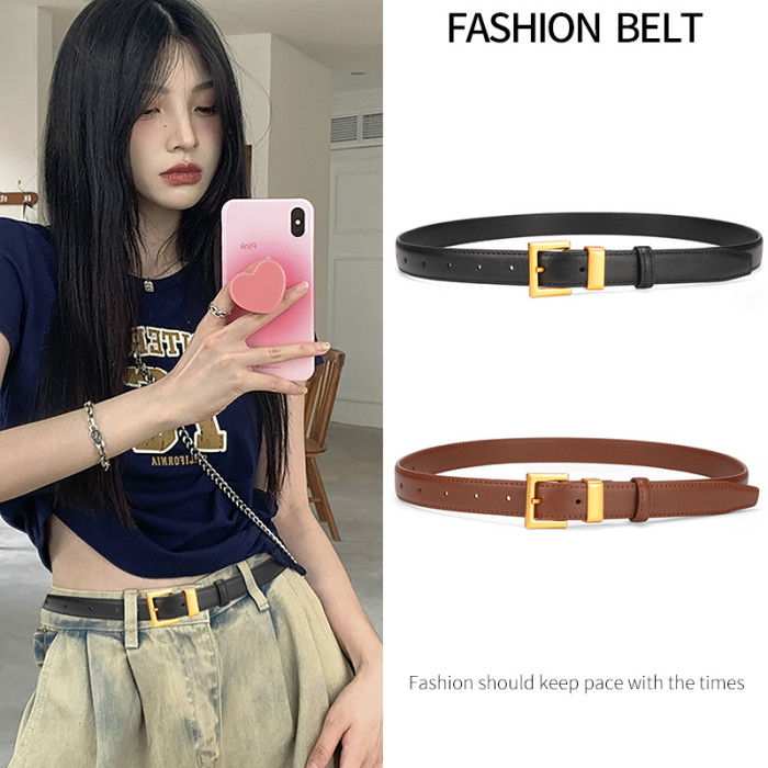 Leather Versatile Minimalist Belt for Jeans Suit Business Casual Black Elegant